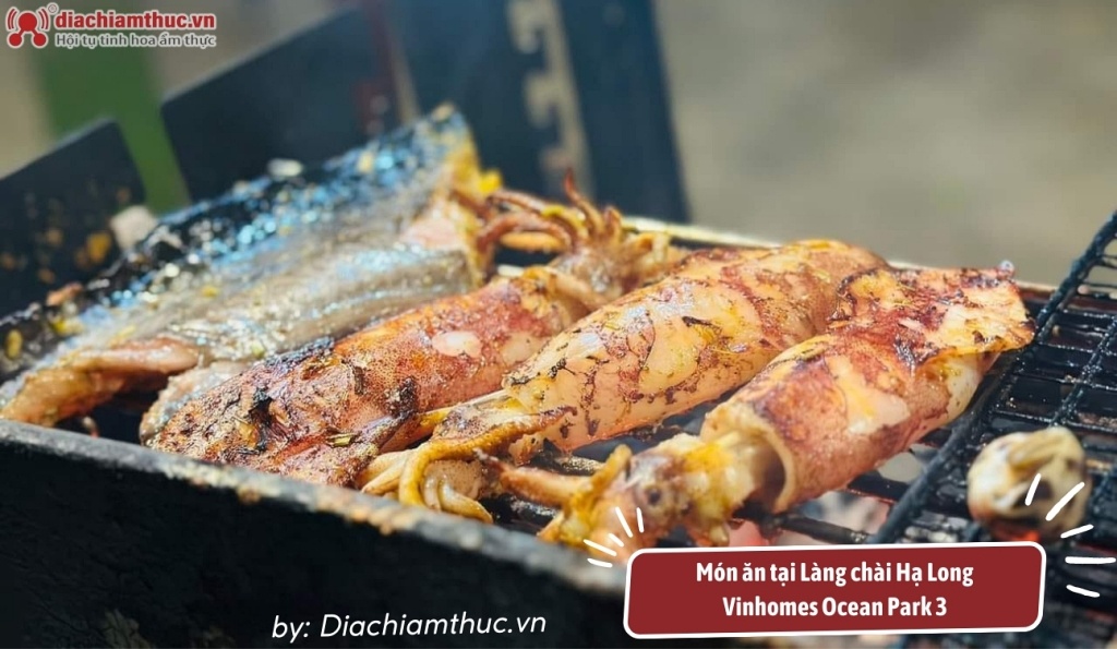 Món mực nướng hấp dẫn ở Làng chài Hạ Long