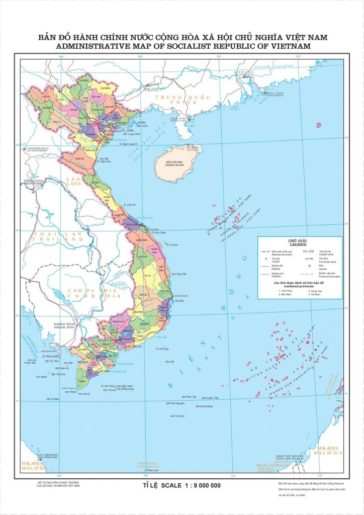 Bản đồ Việt Nam bằng tiếng Anh chi tiết các hòn đảo