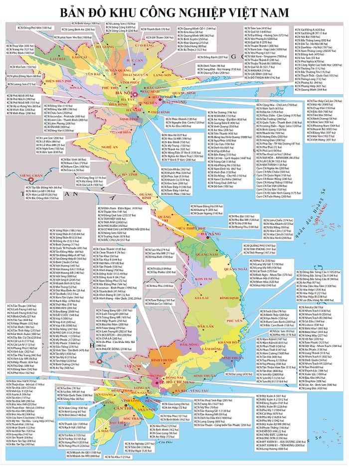 Bản đồ Việt Nam khu kinh tế & công nghiệp