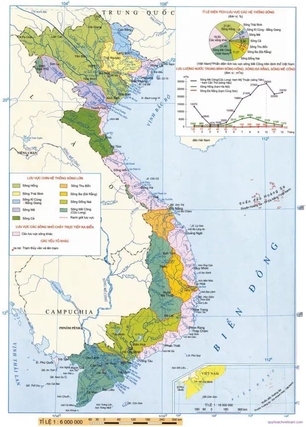 Bản đồ Việt Nam thể hiện Sông Ngòi