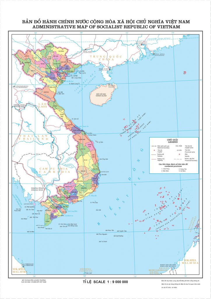 Bản đồ hành chính Việt Nam khổ lớn năm 2022