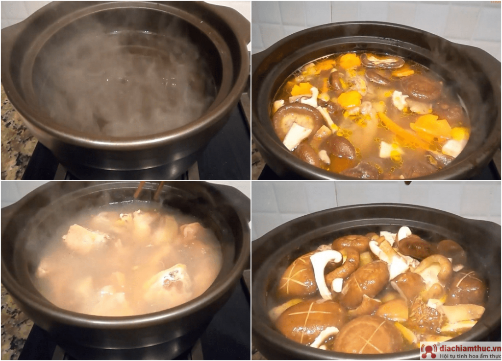 Cách nấu canh gà với nấm hương
