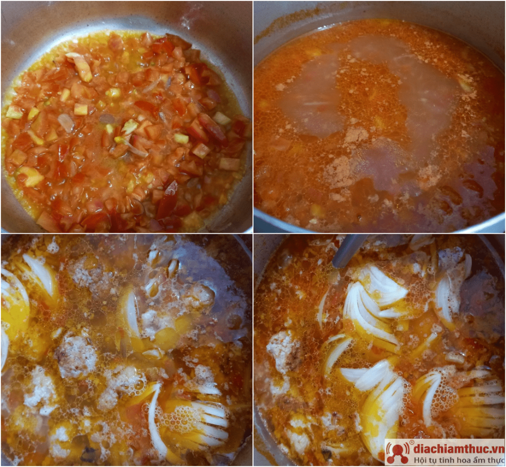 Nấu xíu mại sốt cà chua