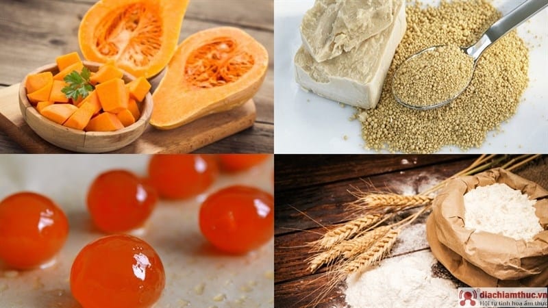 Nguyên liệu làm Bánh bao kim sa vỏ vàng nhân trứng muối