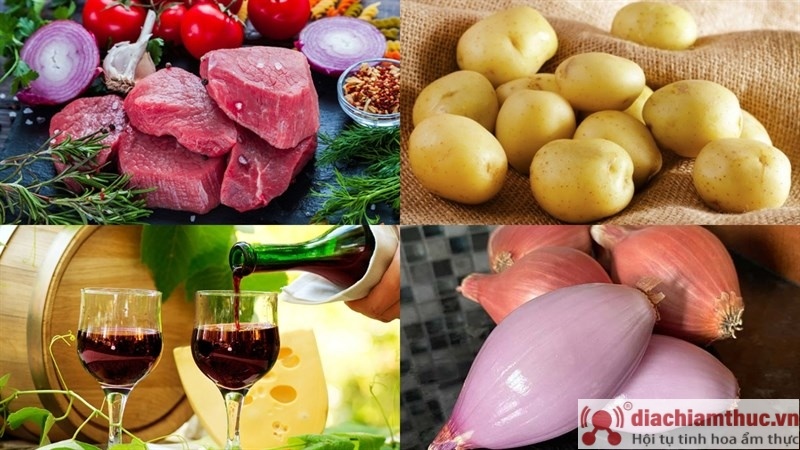 Përbërësit për përgatitjen e biftekut francez me salcë vere të kuqe