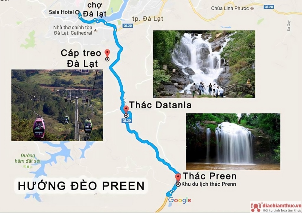 Bản đồ du lịch theo hướng đèo Prenn