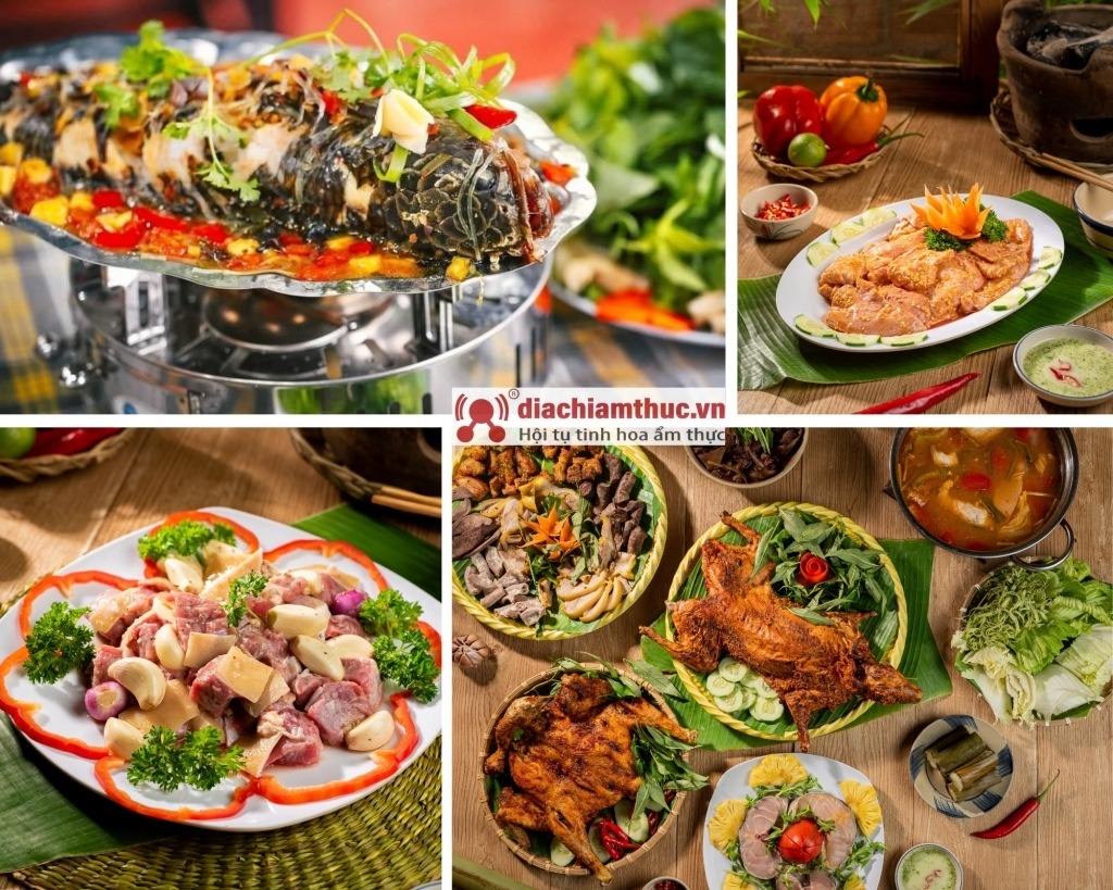 Một số món ăn nổi tiếng của nhà hàng Nam Anh Phát như Gà nướng cơm lam, Thỏ nướng nguyên con, Cá hồi nướng ...